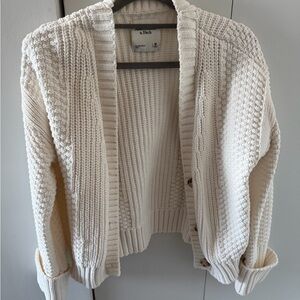 Abercrombie & Fitch Ivory Chunky Knit Open Cardigan